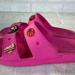Crocs Classic Sandals Womens 7 Men 5 Pink Charms Two Double Strap Bright Comfort Photo 5