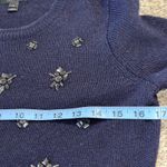 J.Crew  Embellished Jewel Sweater XS Navy Mohair Wool Blend Beaded Holiday Party Photo 7