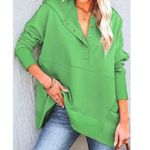 Campfire Cozy Size L Hooded Sweatshirt Henley Casual Loose Kangaroo Pocket Green Size L Photo 1