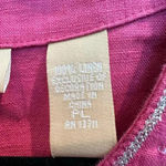 Kate Hill  Pink Fuchsia Sequin Linen V-Neck Embroidered Blouse Size  Large Petite Photo 9