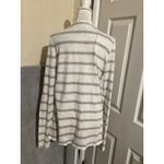 ATM Shirt Womens Medium White Gray Striped Long Sleeve Scoop Neck Lightweight Photo 3