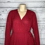 City Chic NWT Size XS/14 Currant Red Embellished True Wrap Blouse Top Photo 1