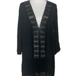 La Blanca  Swim Coverup Black Gauze Lace Embroidery V-neck Women’s Size Large Photo 0