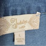 Indulge  Chambray Button Up Belted Short Sleeve Shirt Dress Denim Blue Large Photo 8