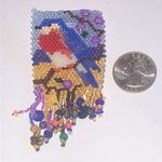 Colorful Seed Bead Beaded Bird Boho Brooch Pin Blue Photo 1