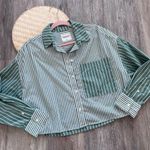 Abercrombie & Fitch  green two toned striped button down shirt Photo 0