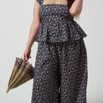 Selkie Garden Song Weekender Floral Ruffle Jumpsuit Black Pink Large NWT Photo 0