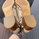 Marc Fisher  Beige Animal Print Snake Stacked Heel Leather Chelsea Booties 7M Photo 10