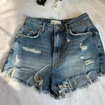 ZARA High Waisted Jeans Denim Jean Ripped Shorts Photo 0