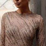 Mac Duggal  Long Sleeve Beaded Column Gown Dress Mocha Size 4 Photo 2