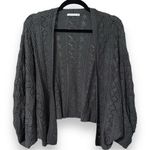 Staccato  women small grey balloon sleeve sweater cardigan 3/4 sleeves open front Photo 0