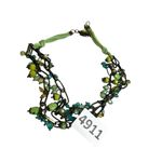 Multi strand green multi shaded statement necklace clover green chuncky necklace Photo 4