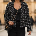 ZARA jewel button double breasted metallic thread knit blazer jacket medium Photo 0