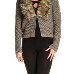 John + Jenn ANTHRO FAUX FUR TRIMMED CROPPED SWEATER S Photo 0