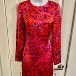 Adam Lippes  silk dress tropical print long sleeve abstract red purple size 0 euc Photo 2