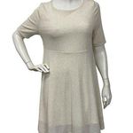 Altar'd State  Heathered Cream Short Sleeve Cutout Back Stretch Mini Dress Small Photo 0