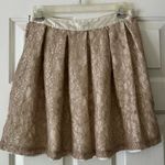 Francesca’s NWT Cream lace pleated lace mini skirt with satin waist, size small Tan Photo 3