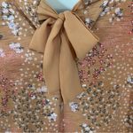 LC Lauren Conrad Lauren Conrad Peach Floral Long Sleeve with Lace Hem and Bow Size Medium Photo 2