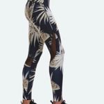 Alala  Leggings Captain Ankle Tight Tropic Print (Black w/Palm Motif) Sz XS EUC Photo 1