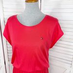 Tommy Hilfiger Tiered Cap Sleeve Smocked Waist Maxi Dress Coral Red Medium Photo 5