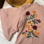Blu Pepper  Dusty Rose Embroidered Floral Cotton Layered Sleeve‎ Top Size Small Photo 3