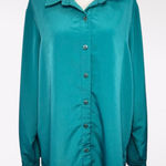 Blair Vintage  Jade Green Button Up Blouse Long Sleeve Size XL Photo 0