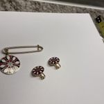 Vintage Gold Tone Enamel Safety Pin Brooch & Clip On Clip Photo 5