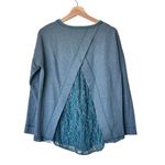 Sundance Sweatshirt Women's XS Teal Blue Green Split Back Lace Detail Photo 1