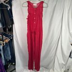 Mustard Seed Red Sleeveless Ruffle Jumpsuit M Button Front Drawstring Waist New Photo 14