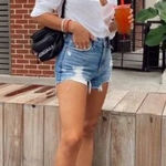 Abercrombie & Fitch The Loose High Rise Cut Off Denim Shorts Photo 0