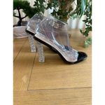 FashionNova Size 10 Clear Acrylic Classic Heeled Sandals Transparent Straps Black Photo 4