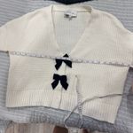 Pink Rose White‎ bow Cardigan sweater Size L White Photo 4