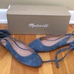 Madewell ‘April’ Blue Suede Ankle-Wrap Flats Photo 6