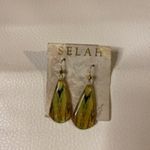 Gold Green Drop Earrings Selah Boho Chic Lightweight Dangle Photo 1