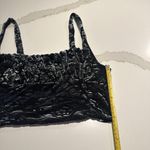 Urban Outfitters Crop Top Shirt Sz L Large Black & Grey Velvet Textured Photo 4