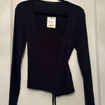ZARA  Navy Long Sleeve Wrap Sweater Photo 0