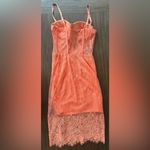 Bebe  Lace Corset Bustier Midi Dress Coral Pink NWT Size 6 Sold Out Photo 4