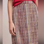 Maeve  by Anthropologie size 10 tweed pencil skirt lined fringed hem zips up back Photo 13