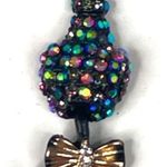 Betsey Johnson  Black Cat Rhinestone Earrings Black Gold Tone Photo 2
