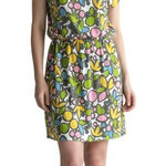 Boden Dress Women 8 Yellow Greer Floral Short Sleeve Elastic Waist Mini Boho Photo 0