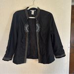 Sarah Spencer Black Linen Beaded Blazer Women’s 12 Shirt Boho Photo 2