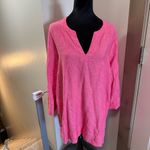 Lands' End Bundle of 2 Lands'‎ End Linen Blend V-Neck Tunic Tops Pink Blue 3/4 Sleeve L Photo 2