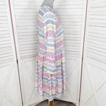 Destination 365 Floral V Neck Tiered Bell Sleeve Tunic Shift Dress White Multi Size M Photo 2