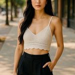 Bershka Women’s Boho  Crochet Bikini Bralette Style top XS Vacation Summer Photo 0