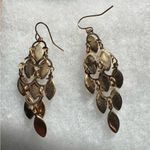 Chandelier Earrings Goldtone Black Onyx Tear Drop Hook Backs EUC Gold Photo 2