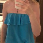 Amanda Uprichard Blue Strapless Top With Ruffle Photo 0