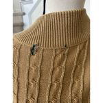 Ralph Lauren  Metallic Gold Sparkle Cableknit Full Zip Long Sleeve Sweater Photo 3