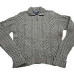 Vintage Lambswool Cardigan Sweater Large Newton Trading Zip Fisherman Cable Knit Gray Size undefined Photo 0