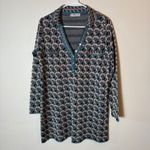 Zara Knit Jacquard Dress Long Sleeve Geometric Print Mini Teal Brown Size Small Blue Photo 1