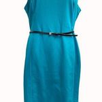 Calvin Klein Womens Aqua Blue Sleeveless Sheath Belted Dress Size 10 SKU 6542 Photo 0